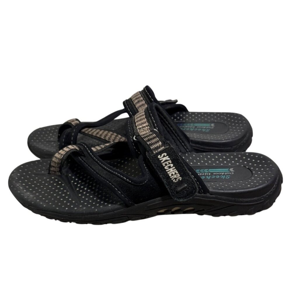 Skechers Sandals Outdoor Lifestyle Women Girls Adjustable Black Brown Size 6